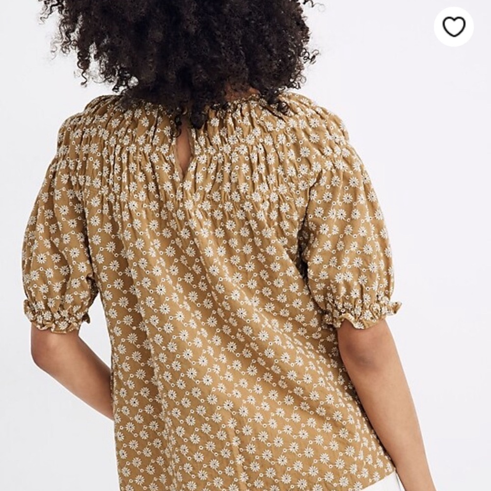 Madewell Daisy Embroidered Shirred Puff-Sleeve Top - Picture 2 of 2